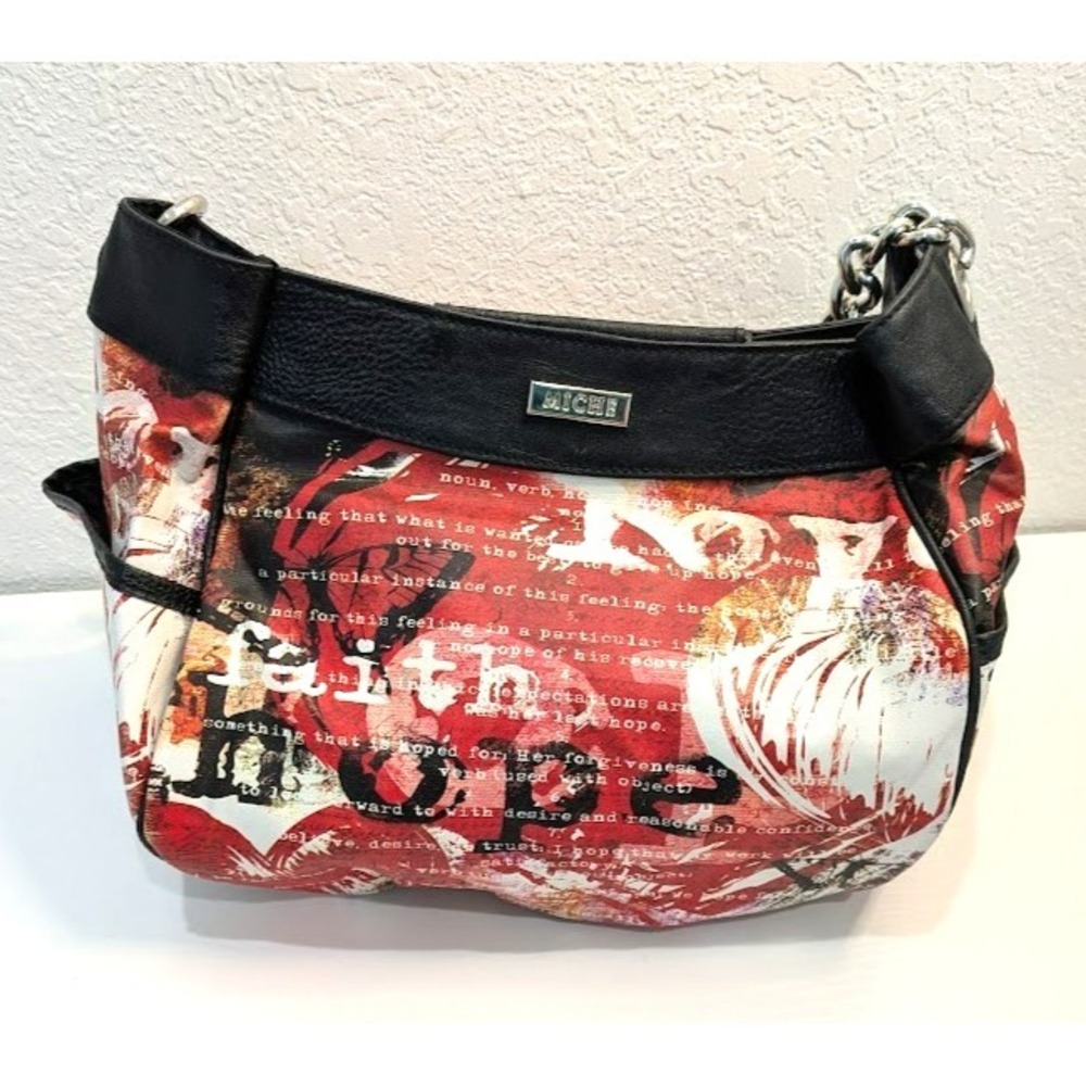 Miche Demi Bag Red Hope Shell Cover with 2 Straps Graffiti Faith Black White VGC - Picture 1 of 9